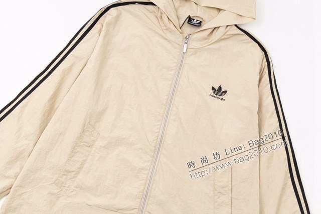 Balenciaga X Adidas專櫃巴黎世家2023FW新款聯名連帽拉鏈風衣外套 男女同款 tzy2962
